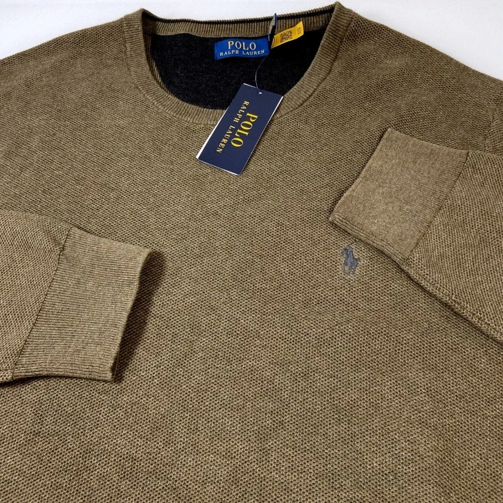 Polo Ralph Lauren Mens XXL Classic Fit Waffle Crewneck Sweater Olive Green NWT